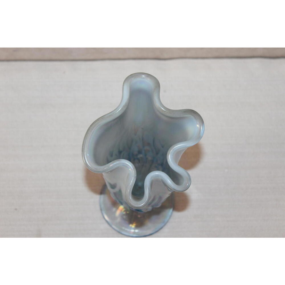 Fenton Lily of the Valley Opalescent Handkerchief Vase – Iridescent Blue - Picture 3 of 4